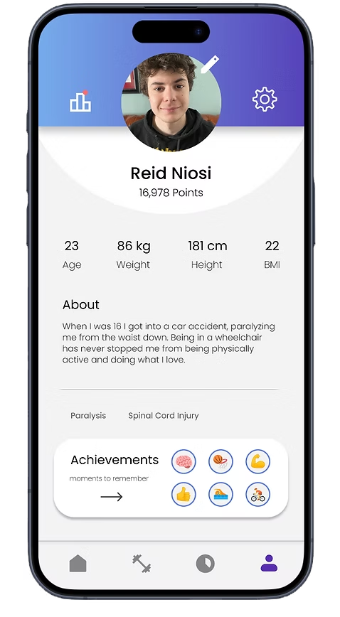 Fit4All Profile & Achievements screen