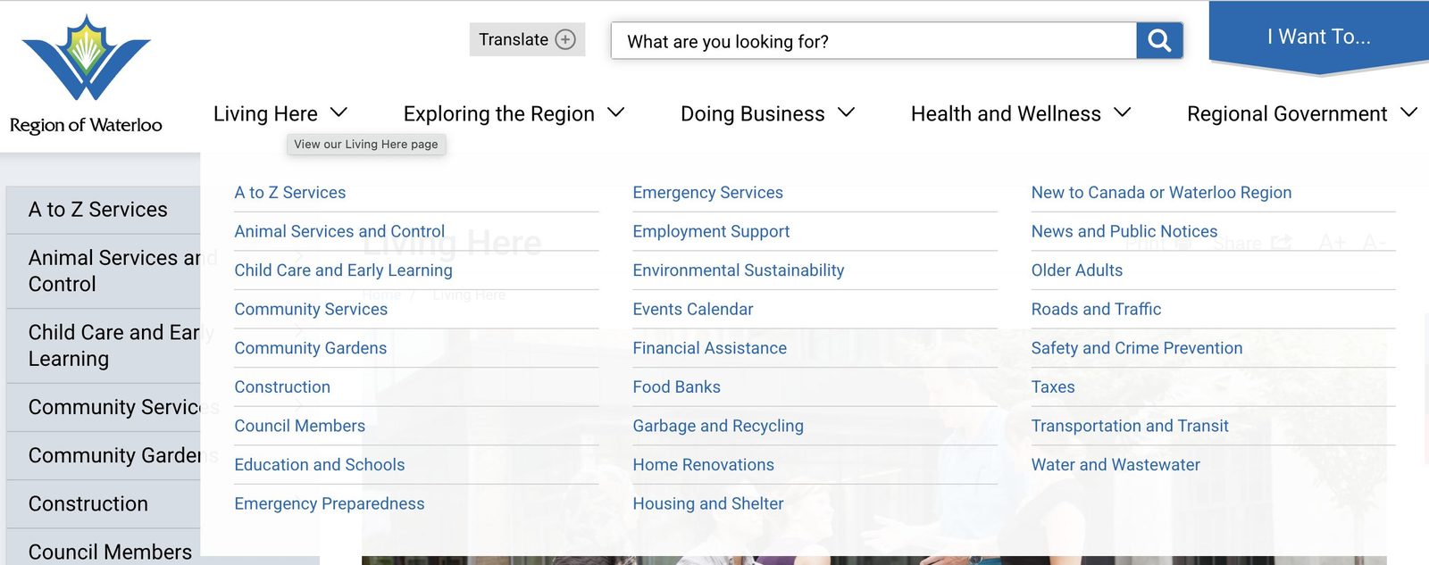 Current global navigation: a long alphabetized drop-down where every item has equal weight