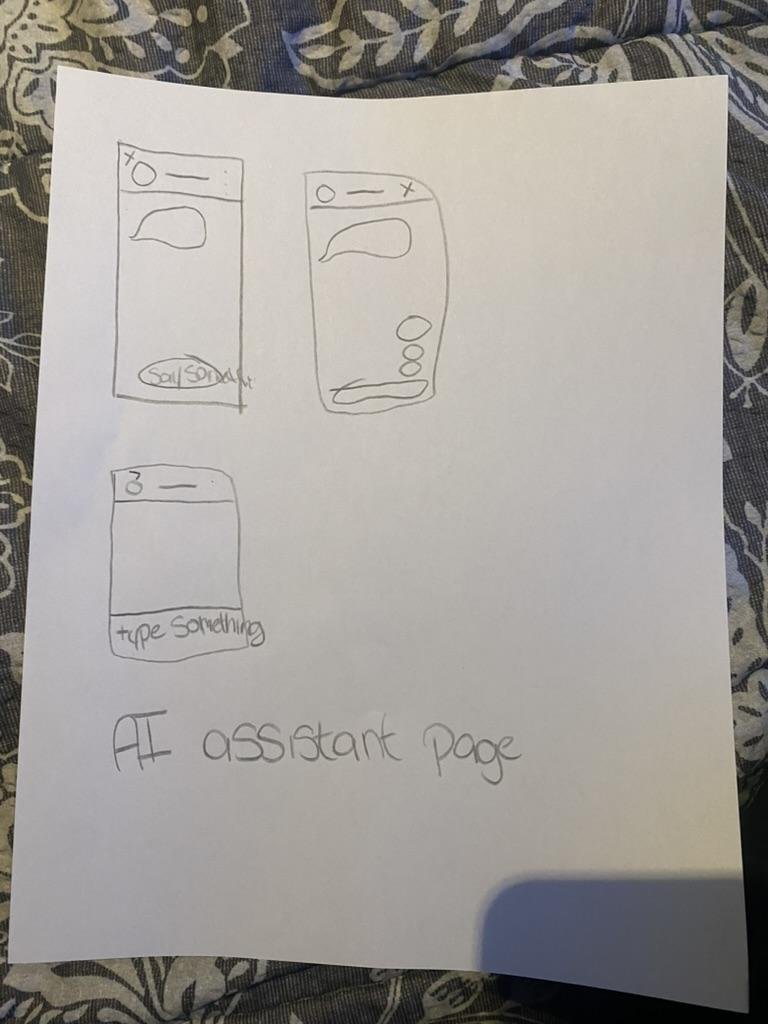 Hand-drawn AI assistant page sketches